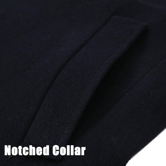 Men' navy Luxury Full Length Trench Coat Long Wool Overcoat Winter Windbreaker - Picture 4 of 6